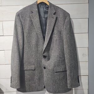 Lauren Ralph Lauren Blazer Mens 42L Gray 100% Wool Herringbone Jacket
